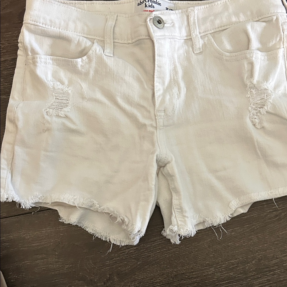 Abercrombie & Fitch White Distressed Jean Shorts